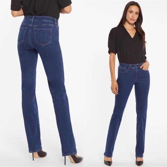 NYDJ Marilyn High Rise Dark Wash Straight Leg Jeans Sz 14 - Picture 1 of 7